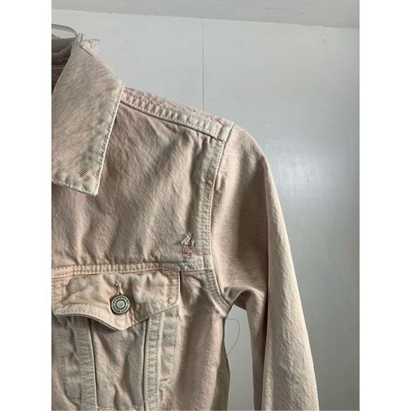 Lucky Brand Peach Distressed Denim Jacket Size S - Picture 5 of 10